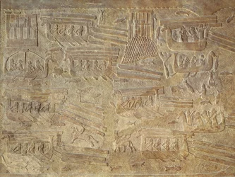 Relief depicting the transport of wood by sea